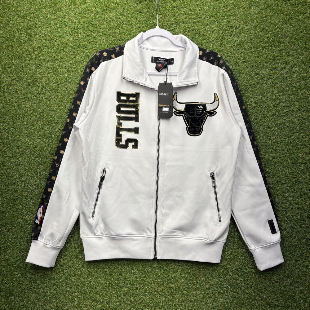 Pro Standard Chicago Bulls Jacket Mens Medium White Zip Up Spellout NWT